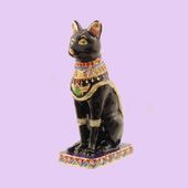 Bastet Jeweled Box Enameled pewter box bejeweled with Austrian crystals