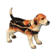 Beagle Jewelry Box Enameled pewter box bejeweled with Austrian crystals