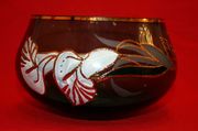 Beautiful 24k Gold Plated Hand Painted Bohemia Czech Republic Fruit Bowl