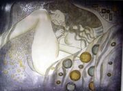 Beautiful Hand Carved Painted Wooden Plaque Naked Woman Portugal