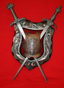 Beautiful Hand Made Bronze Portugal Old Fashion Coat of Arms Bearings Shield Sword