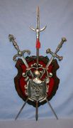 Beautiful Hand Made Bronze Portugal Old Fashion Coat of Arms Bearings Shield Sword