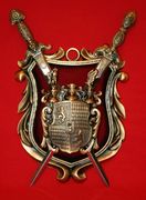 Beautiful Hand Made Bronze Portugal Old Fashion Coat of Arms Bearings Shield Sword