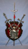 Beautiful Hand Made Bronze Portugal Old Fashion Coat of Arms Bearings Shield Sword