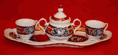 Beautiful Hand Made Hand Painted Greece 3pc Tea Coffee Set with Platter
