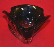 Beautiful Mouth Blown Bohemia Czech Republic Glass Ashtray
