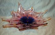 Beautiful Mouth Blown Bohemia Czech Republic Glass Fruit Bowl