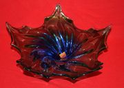 Beautiful Mouth Blown Bohemia Czech Republic Glass Fruit Bowl