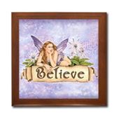 Believe Fairy Ceramic Tile Box by Artist Selina Fenech Dark wood jewely box measures 5 1/8" x 5 1/8" x 2 3/4" and is fully lined on the inside Believe Fairy Ceramic Tile Box by Artist Selina Fenech Dark wood jewely box measures 5 1/8" x 5 1/8" x 2 3/4" and is fully lined on the inside