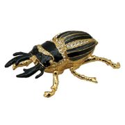 Black Bug Jewelry Box Enameled Pewter Bejeweled with Austrian Crystals  All items copywrited