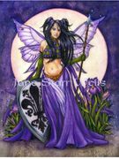 Black Iris by Jane Starr Weils   8"x10" Ceramic Art Tile with recessed hangers for tabletop or wall hanging purposes