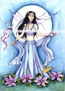 Blue Clematis by Gretchen Raisch-Baskin   8"x10" Ceramic Art Tile with recessed hangers for tabletop or wall hanging purposes