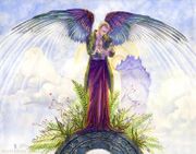 Blue Eyes by Sara M. Butcher  8"x10" Ceramic Art Tile with recessed hangers for tabletop or wall hanging purposes