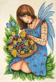 Blue Fairy by Sue Miller 8"x10" Ceramic Art Tile with recessed hangers for tabletop or wall hanging purposes Blue Fairy by Sue Miller 8"x10" Ceramic Art Tile with recessed hangers for tabletop or wall hanging purposes