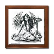 Blue Jay Ceramic Tile Box by Artist Abranda Scisson Dark wood jewely box measures 5 1/8" x 5 1/8" x 2 3/4" and is fully lined on the inside