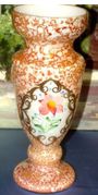 Bohemian 24k Gold Plated Hand Painted Brown High Enamel Vase