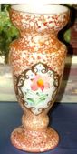 Bohemian 24k Gold Plated Hand Painted Brown High Enamel Vase