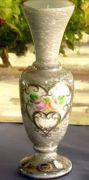 Bohemian 24k Gold Plated Hand Painted Gray High Enamel Vase