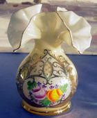 Bohemian 24k Gold Plated Hand Painted Light Yellow Small Enamel Vase
