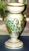 Bohemian 24k Gold Plated Hand Painted White Enamel Vase
