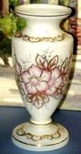 Bohemian 24k Gold Plated Hand Painted White High Enamel Vase