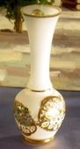 Bohemian 24k Gold Plated Hand Painted White High Enamel Vase