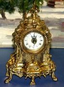 Brass Table Shelf Old Style Small Clock Spain