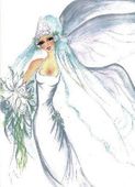 Bride Fairy by Sherri Baldy 8"x10" Ceramic Art Tile with recessed hangers for tabletop or wall hanging purposes Bride Fairy by Sherri Baldy 8"x10" Ceramic Art Tile with recessed hangers for tabletop or wall hanging purposes