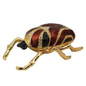 Brown Bug Jewelry Box Enameled Pewter Bejeweled with Austrian Crystals  All items copywrited