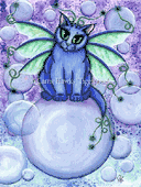 Bubble Fairy Cat by Carrie Hawks 8"x10" Ceramic Art Tile with recessed hangers for tabletop or wall hanging purposes Bubble Fairy Cat by Carrie Hawks 8"x10" Ceramic Art Tile with recessed hangers for tabletop or wall hanging purposes