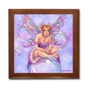 Bubbles Ceramic Tile Box by Artist Selina Fenech Dark wood jewely box measures 5 1/8" x 5 1/8" x 2 3/4" and is fully lined on the inside