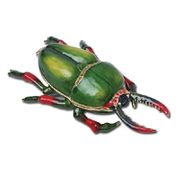 Bug Jewelry Box Enameled pewter box bejeweled with Austrian crystals