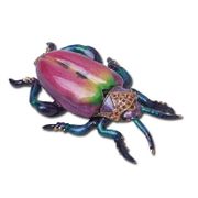 Bug Jewelry Box Enameled pewter box bejeweled with Austrian crystals