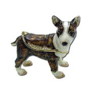 Bull Terrier Jewelry Box Enameled pewter box bejeweled with Austrian crystals