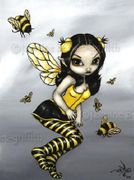 Bumble Bee Fairy by Jasmine Becket Griffith  8"x10" Ceramic Art Tile with recessed hangers for tabletop or wall hanging purposes