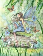 Busy Garden by Molly Harrison  8"x10" Ceramic Art Tile with recessed hangers for tabletop or wall hanging purposes