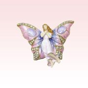 Butterfly Fairy Jeweled Box Enameled Pewter Box Bejeweled w/ Austrian Crystals