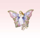 Butterfly Fairy Jeweled Box Enameled Pewter Box Bejeweled w/ Austrian Crystals