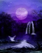 By Starlight by Julie Fain   8"x10" Ceramic Art Tile with recessed hangers for tabletop or wall hanging purposes