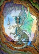 Cave Dragon by Vicki Visconti Tilley   8"x10" Ceramic Art Tile with recessed hangers for tabletop or wall hanging purposes