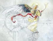 Celestial by Stephanie Law   8"x10" Ceramic Art Tile with recessed hangers for tabletop or wall hanging purposes