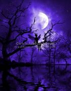 Celestial Night by Julie Fain  8"x10" Ceramic Art Tile with recessed hangers for tabletop or wall hanging purposes