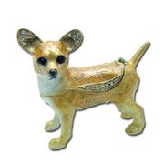 Chihuahua Jewelry Box Enameled pewter box bejeweled with Austrian crystals