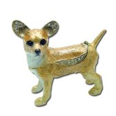Chihuahua Jewelry Box Enameled pewter box bejeweled with Austrian crystals