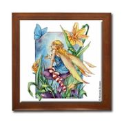 Conversation Ceramic Tile Box by Artist Abranda Scisson Dark wood jewely box measures 5 1/8" x 5 1/8" x 2 3/4" and is fully lined on the inside