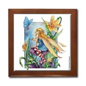 Conversation Ceramic Tile Box by Artist Abranda Scisson Dark wood jewely box measures 5 1/8" x 5 1/8" x 2 3/4" and is fully lined on the inside Conversation Ceramic Tile Box by Artist Abranda Scisson Dark wood jewely box measures 5 1/8" x 5 1/8" x 2 3/4" and is fully lined on the inside