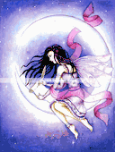 Crescent Moon Fairy by Gretchen Raisch-Baskin 8"x10" Ceramic Art Tile with recessed hangers for tabletop or wall hanging purposes Crescent Moon Fairy by Gretchen Raisch-Baskin 8"x10" Ceramic Art Tile with recessed hangers for tabletop or wall hanging purposes