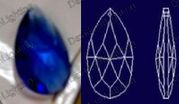 Crystal Blue Pear Drop 24% Lead Color  50 mm  - 2" # 872-50