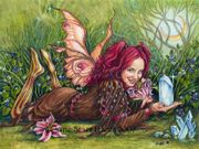 Crystal Pink by Jane Starr Weils   8"x10" Ceramic Art Tile with recessed hangers for tabletop or wall hanging purposes