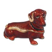 Dachshund Jewelry Box Enameled pewter box bejeweled with Austrian crystals